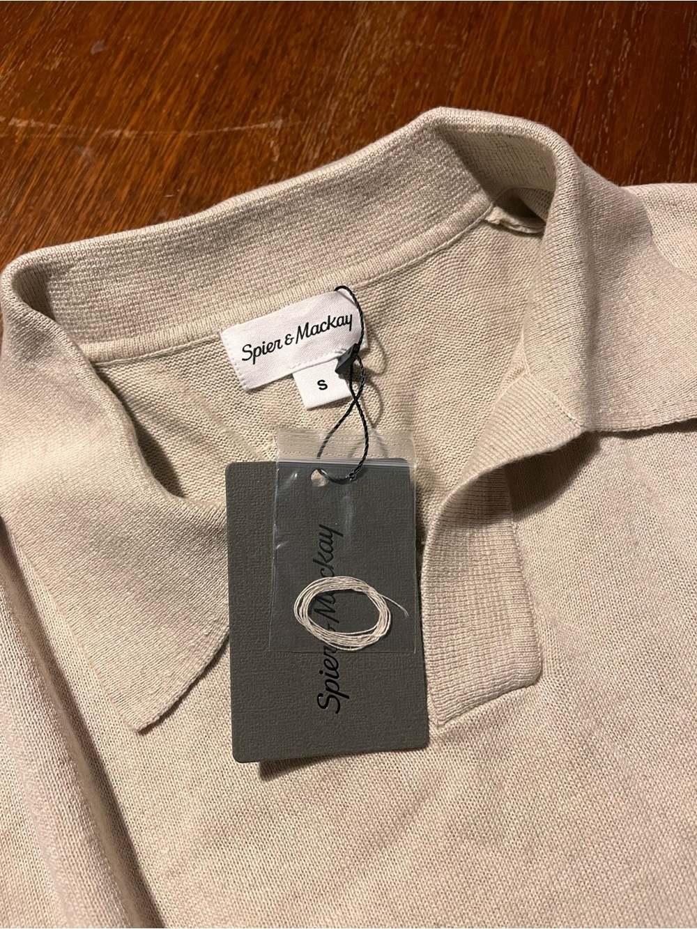 Spier & Mackay Slim Fit knit Cream Short-Sleeve Polo Shirt Small - Picture 5 of 5